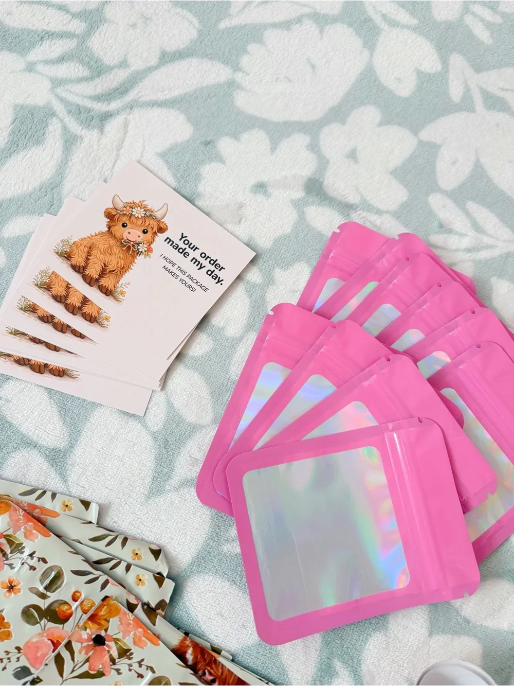 75 Piece Floral Highland Cow Shipping Supply Bundle 🐮🌸